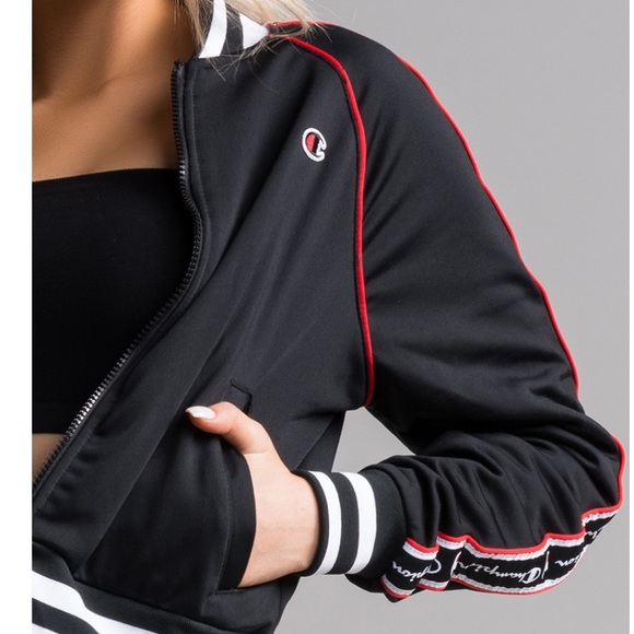 Champion Logo Track Bomber Jacket collegiate black - Picture 4 of 11